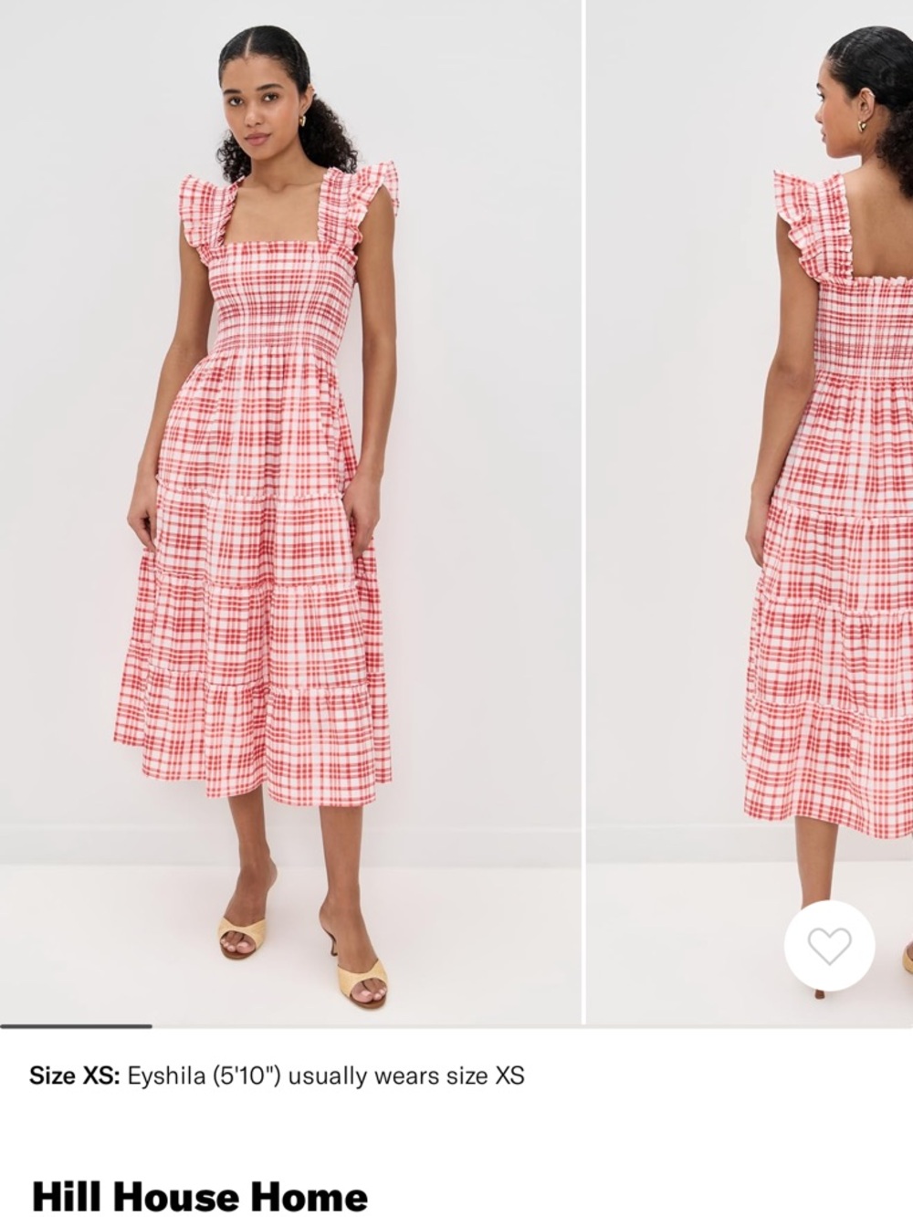 Hill House The Ellie Nap Dress Watercolor Gingham Cherry Red White Small